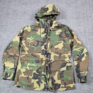 Vintage‎ 90s Black Sheep Jacket Mens Medium Camo Woodland Hooded Hunting Parka